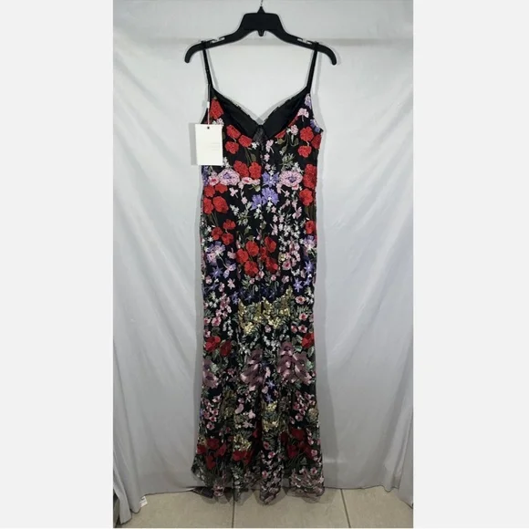NWT $598 Mac Duggal‎ [ 8 ] Floral Lace Embroidered Sweetheart Gown Black Red - Picture 11 of 16